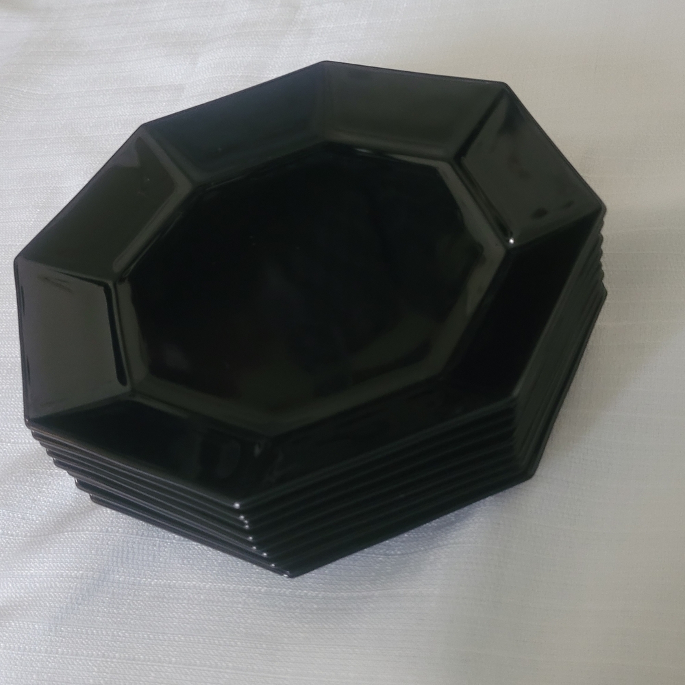 Elegant Black Octagonal Dinner Plates Set
